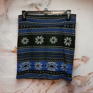 Derek Heart Patterned Black & Blue Skirt
